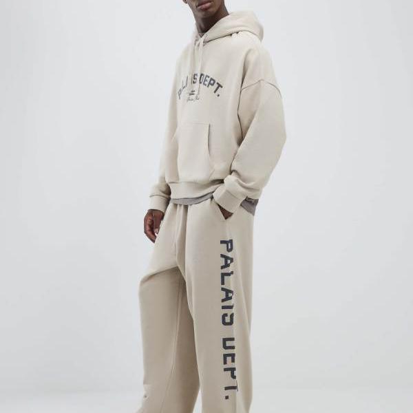 リバーアイランド River Island RIVER ISLAND リバーアイランド「パレ」グラフィック ワイドレッグ ジョガー（エクリュ） パンツ ボトム メンズ 男性 インポートブランド 小さいサイズから大きいサイズまで