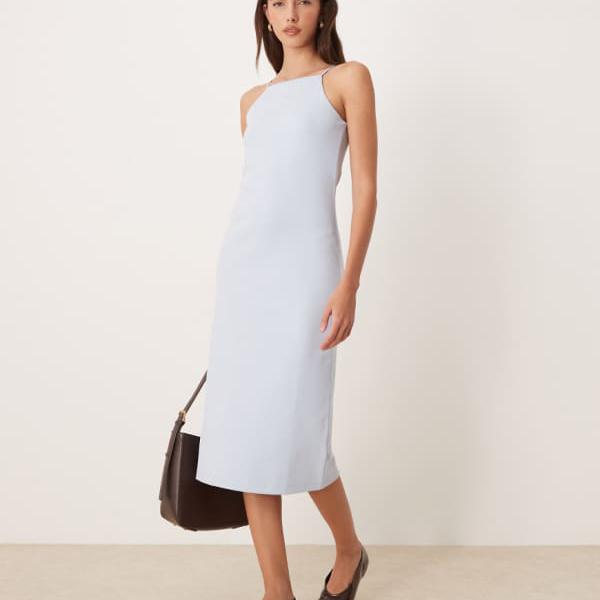 カルバンクラインジーンズ Calvin Klein Jeans カルバン・クライン・ジーンズのポインテールモノグラムキャミドレス(ブルー) ワンピース レディース 女性 インポートブランド 小さいサイズから大きいサイズまで|セレクトショップ Diva Closet