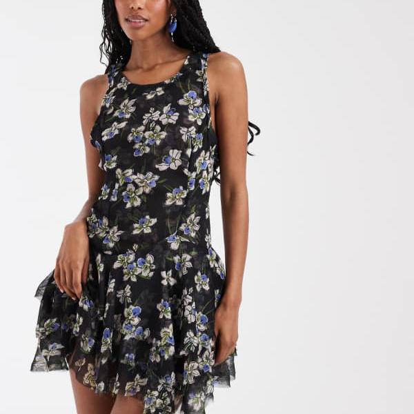 フリーピープル Free People フリーピープルのレイヴン柄ミニドレス（ミッドナイトコンボ） ワンピース レディース 女性 インポートブランド 小さいサイズから大きいサイズまで｜セレクトショップ　Diva　Closet