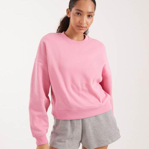 オンリー ONLY Only ONLY クルーネック ドロップショルダー スウェットシャツ（ライトピンク） トップス レディース 女性 インポートブランド 小さいサイズから大きいサイズまで