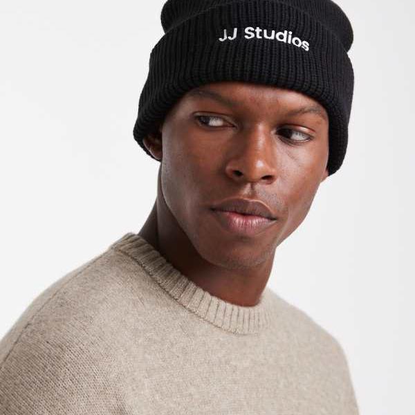 ジャックアンドジョーンズ Jack & Jones ジャック＆ジョーンズ ロゴ ビーニー（ブラック） 帽子 メンズ 男性 インポートブランド