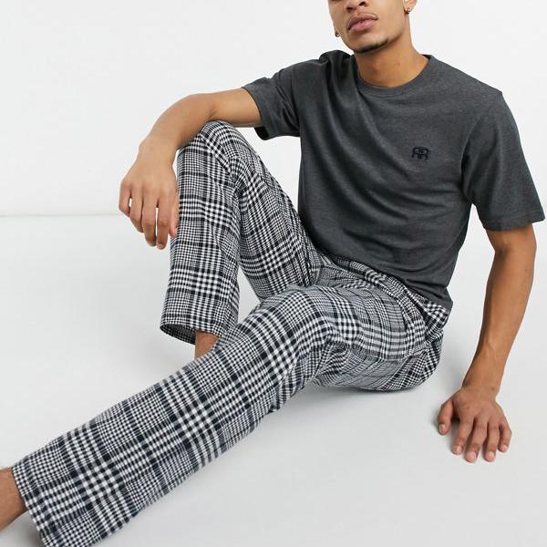 出産祝い River Island River リバーアイランド Island 小さいサイズから大きいサイズまで インポートブランド 男性 メンズ 部屋着 グレーチェックのリバーアイランドラウンジ As Qbdworks Com