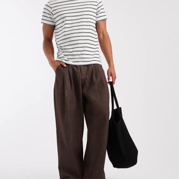 エイソス ASOS asos ASOS DESIGN バレルデニム（置き目赤銅色） ズボン下 下つ方 メンズ 成人男性 インポートブランド たわい無い大きさから気が大きい大きさまで