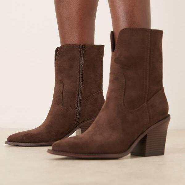 エイソス ASOS asos ASOS DESIGN Remone ヒールウエスタンブーツ（チョコレート） 靴 レディース 女性 インポートブランド 小さいサイズから大きいサイズまで