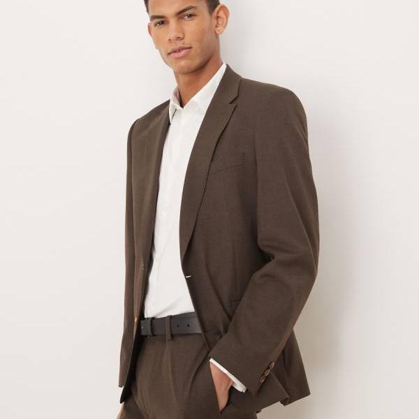 エイソス ASOS asos ASOS DESIGN ウォッシャブルウール スキニースーツジャケット（ダークブラウン） アウター メンズ 男性 インポートブランド 小さいサイズから大きいサイズまで