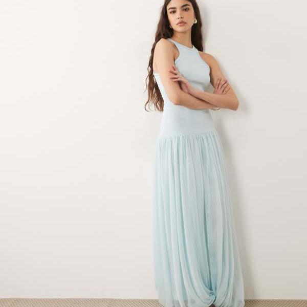 エイソス ASOS asos ASOS DESIGN ハイブリッドレーサーマキシドレス（ベビーブルー） ワンピース レディース 女性 インポートブランド 小さいサイズから大きいサイズまで｜セレクトショップ　Diva　Closet