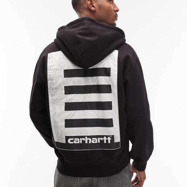 カーハート Carhartt WIP Carhartt Carhartt WIP フード付きアーカイブラインオーバーサイズジップスルーパーカー（ブラック、バックパッチ付き） トップス メンズ 男性 インポートブランド 小さいサイズから大きいサイズまで