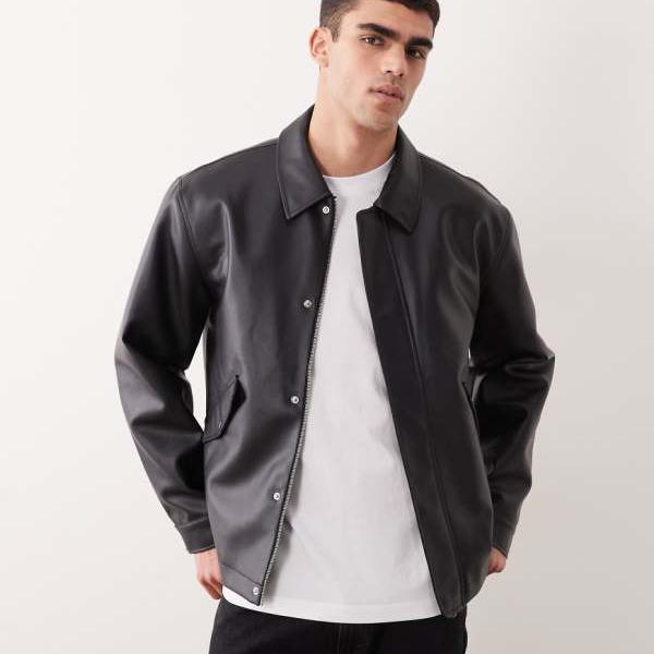 エイソス ASOS asos ASOS DESIGN フェイクレザージャケット（ブラック） アウター メンズ 男性 インポートブランド 小さいサイズから大きいサイズまで