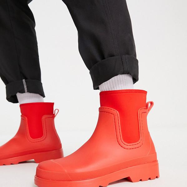 市場 エイソス 男性 メンズ Asos 赤のスキューバディテール Asos 靴 Designウェリントンブーツ