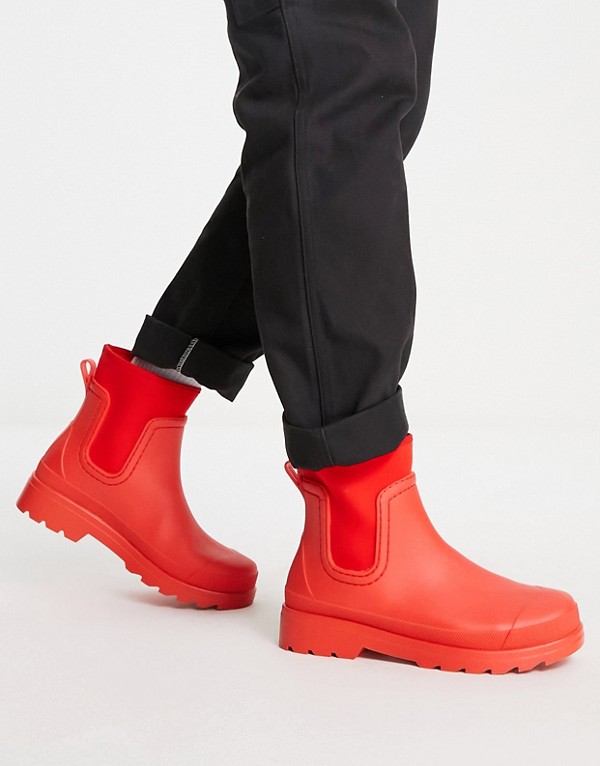 エイソス Asos 靴 メンズ 男性 Asos 赤のスキューバディテール Designウェリントンブーツ