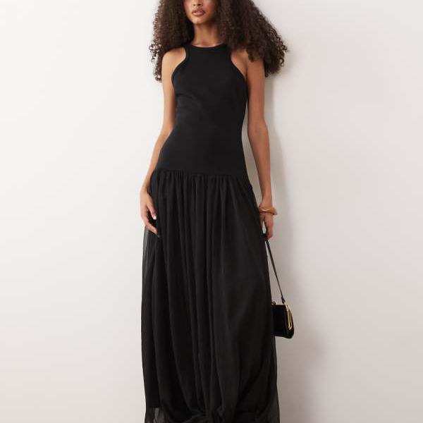 エイソス ASOS asos ASOS DESIGN ハイブリッドレーサーマキシドレス（ブラック） ワンピース レディース 女性 インポートブランド 小さいサイズから大きいサイズまで｜セレクトショップ　Diva　Closet