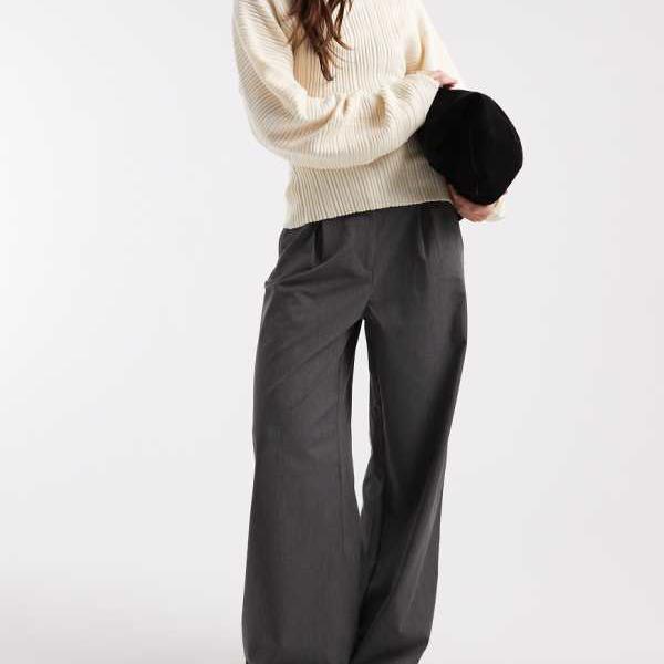 エイソス ASOS asos ASOS DESIGN クリーンウエストバンド テーラード トラウザー（チャコールグレー） ボトム パンツ レディース 女性 インポートブランド 小さいサイズから大きいサイズまで 15,644円