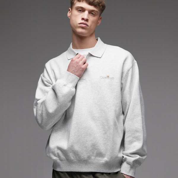 鉄道車両ハート型 Carhartt WIP Carhartt Carhartt WIP 付け札 ポロ トレーナー（薄墨色 大理石） トップス メンズ 成人男性 インポートブランド たわい無い大きさから気が大きい大きさまで