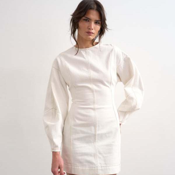 トップショップ Topshop TOPSHOP トップショップのデニムオーボイドスリーブミニドレスボーン ワンピース レディース 女性 インポートブランド 小さいサイズから大きいサイズまで