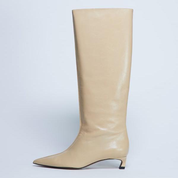 トップショップ Topshop TOPSHOP トップショップ ソフィー プレミアム レザー ポインテッドトゥ ニーハイブーツ（バターミルク） 靴 レディース 女性 インポートブランド 小さいサイズから大きいサイズまで