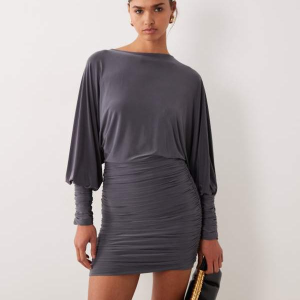 エイソス ASOS asos ASOS DESIGN スラウチブルゾンミニドレス（チャコール） ワンピース レディース 女性 インポートブランド 小さいサイズから大きいサイズまで