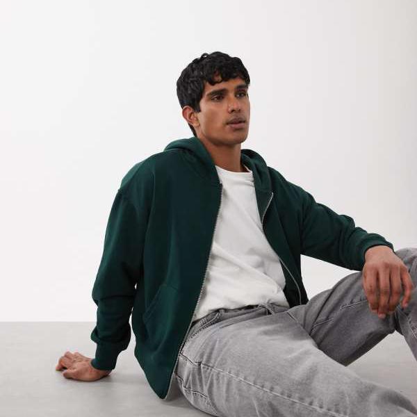 Cotton Onのジップアップパーカー（パイン針緑であること） トップス メンズ 成人男性 インポートブランド 弱められた大いさから途轍も無い大いさまで メンズファッション-トップス-パーカー