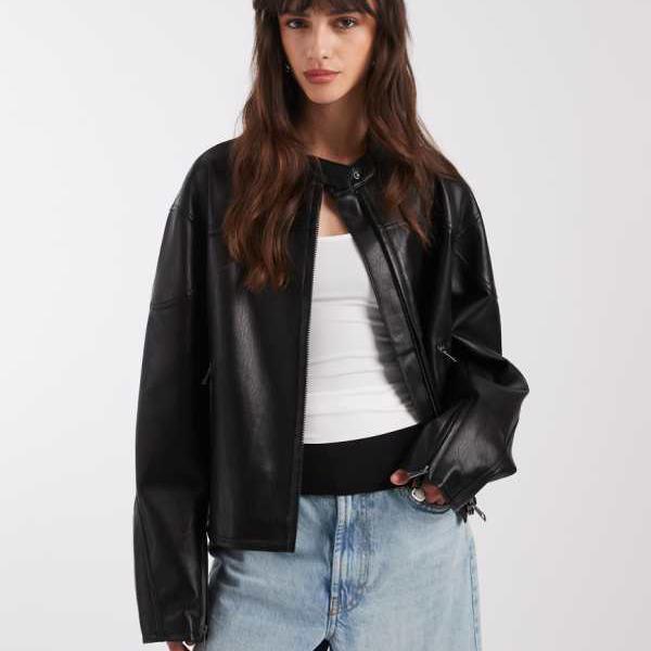 エイソス ASOS asos ASOS DESIGN モータースポーツ風レザージャケット（ブラック） アウター レディース 女性 インポートブランド 小さいサイズから大きいサイズまで 21,010円