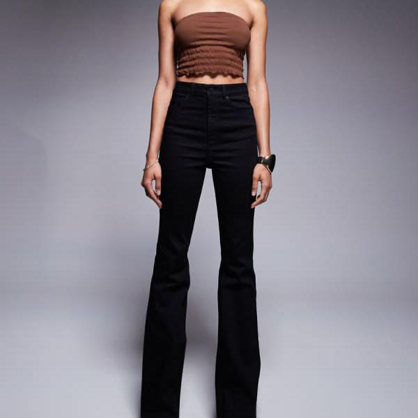エイソス ASOS asos ASOS DESIGN トールパワーストレッチスカルプトフレアジーンズ（ブラック） ボトム パンツ レディース 女性 インポートブランド 小さいサイズから大きいサイズまで 15,277円
