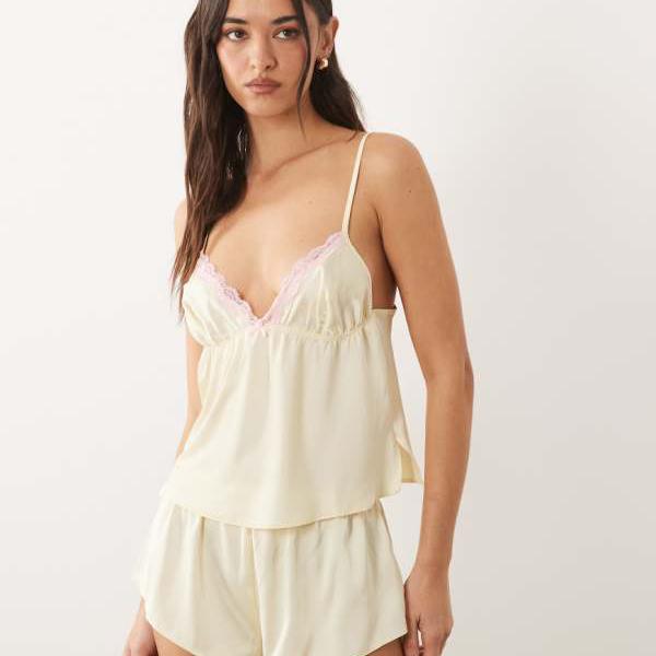 Boux Avenue Kayaサテンキャミセット（黄色、さくら色の刈り込み付き添い人） トップス レディース 亭主もち インポートブランド ごく小さい大きさから大層らしい大きさまで