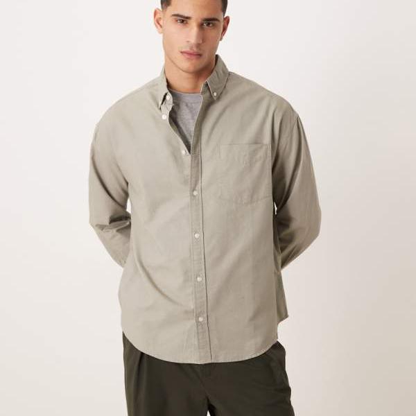 エイソス ASOS asos ASOS DESIGN 90年代 オーバーサイズ オックスフォードシャツ（カーキ） トップス メンズ 男性 インポートブランド 小さいサイズから大きいサイズまで