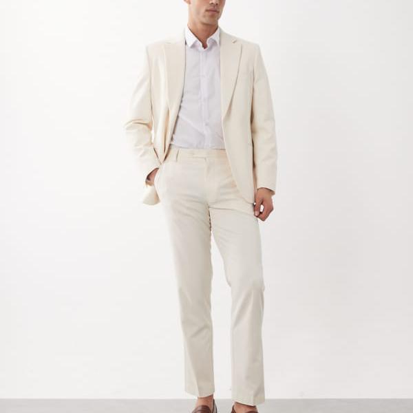 エイソス ASOS asos ASOS DESIGN スリムスーツパンツ（エクリュ） ズボン下 下つ方 メンズ 成人男性 インポートブランド 小っちゃい大いさから馬鹿でかい大いさまで