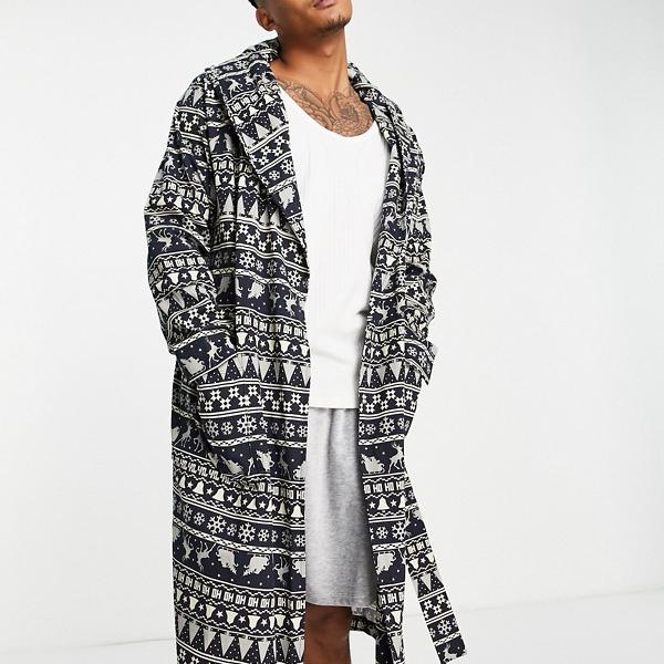 楽天市場 エイソス Asos Asos フェアアイルプリントのasosdesignクリスマスドレッシングガウン 部屋着 メンズ 男性 インポートブランド 小さいサイズから大きいサイズまで セレクトショップ Diva Closet