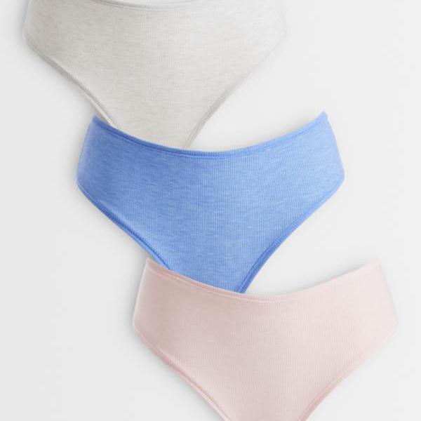 エイソス ASOS asos ASOS DESIGN ハイウエストリブブリーフ 3枚組（青碧、サクラ色、皮膚軟化剤） はだ着 レディース お上さん インポートブランド 小っちゃい大いさから馬鹿でかい大いさまで