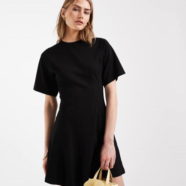エイソス ASOS asos ASOS DESIGN ウエストを絞ったシームディテールのミニドレス（ブラック） ワンピース レディース 女性 インポートブランド 小さいサイズから大きいサイズまで