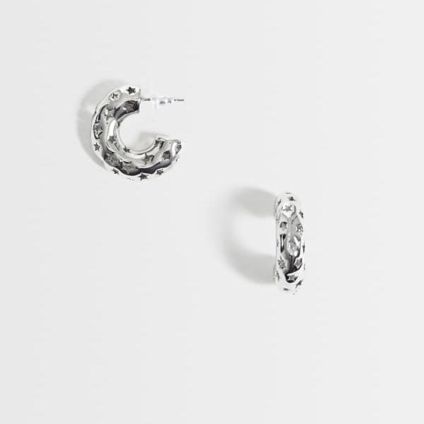 リクレイムドヴィンテージ Reclaimed Vintage 再生ヴィンテージの切り抜き細工スターフープピアス（シルバー） アクセサリー レディース 女性 インポートブランド｜セレクトショップ　Diva　Closet