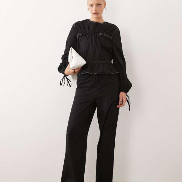 エイソス ASOS asos ASOS DESIGN 対照編み目のセットアップズボン下（黒いこと） 下つ方  ズボン下 レディース 亭主もち インポートブランド ごく小さい大きさから大層らしい大きさまで