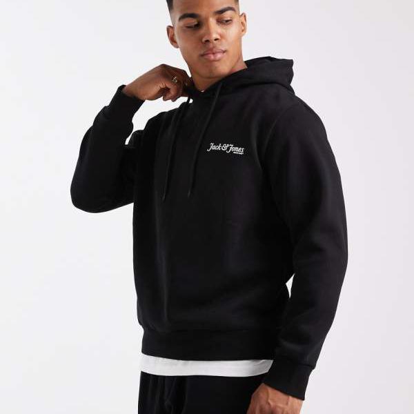 ジャックアンドジョーンズ Jack \u0026 Jones ジャック＆ジョーンズのロゴ入りパーカー（ブラック） トップス メンズ 男性 インポートブランド 小さいサイズから大きいサイズまで