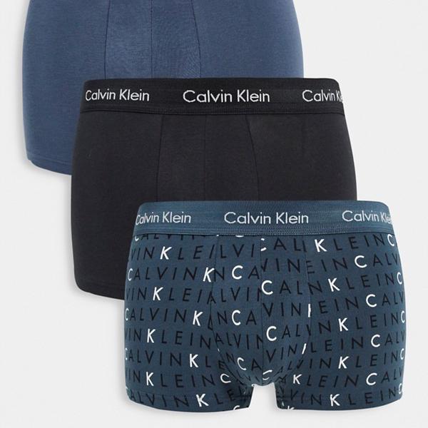 カルバンクライン Calvin Klein Calvin Klein 3パックの低層トランク ブラックプレーンとロゴ アンダーウェア 下着 メンズ 男性 インポートブランド septicin Com