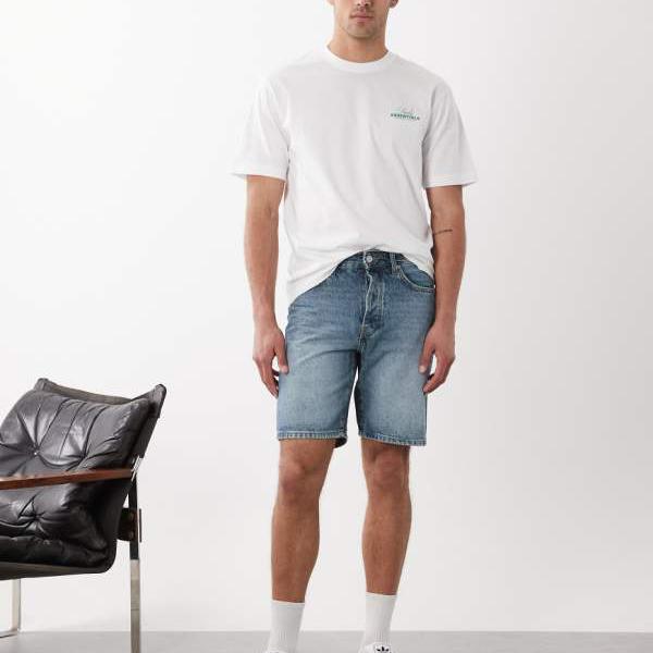 オンリー＆サンズ Only & Sons ONLY & SONS エッジ ストレートフィット ショーツ ミッドウォッシュ ブルー パンツ ボトム メンズ 男性 インポートブランド 小さいサイズから大きいサイズまで