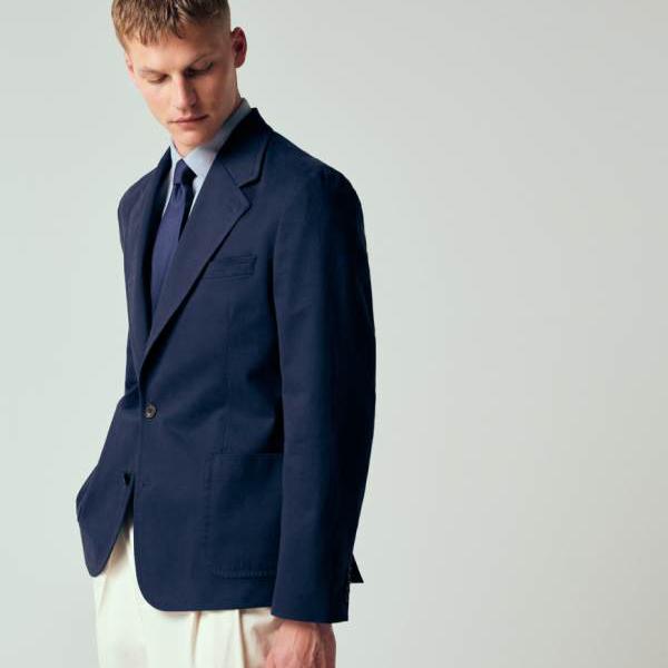 エイソス ASOS asos ASOS DESIGN ネイビーコットンツイルのゆったりとしたブレザー アウター メンズ 男性 インポートブランド 小さいサイズから大きいサイズまで｜セレクトショップ　Diva　Closet 26,475円