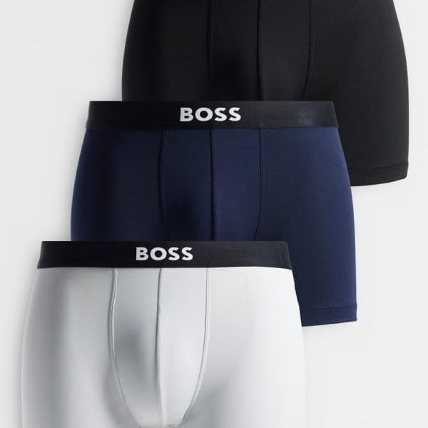Boss Bodywear One マイクロフロントアイコンロゴトランクス 3枚組（マルチ色合い） アンダーお召しもの 肌付き メンズ 成人男性 インポートブランド