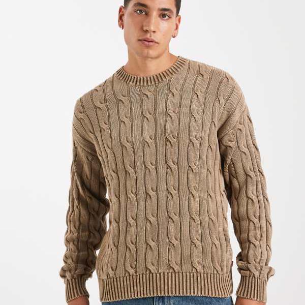 リーバイス  Levi リーバイスのケーブルニットジャンパー（ウォッシュブラウン） トップス メンズ 男性 インポートブランド 小さいサイズから大きいサイズまで