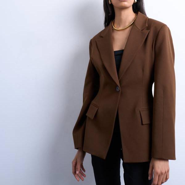 トップショップ Topshop TOPSHOP トップショップのブラウンのシンチドブレザー アウター レディース 女性 インポートブランド 小さいサイズから大きいサイズまで 24,255円
