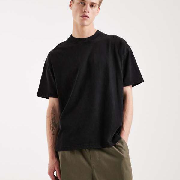 ブレイブソウル オーバーサイズ 240gsm アシッドウォッシュ Tシャツ（ブラック） トップス メンズ 男性 インポートブランド 小さいサイズから大きいサイズまで
