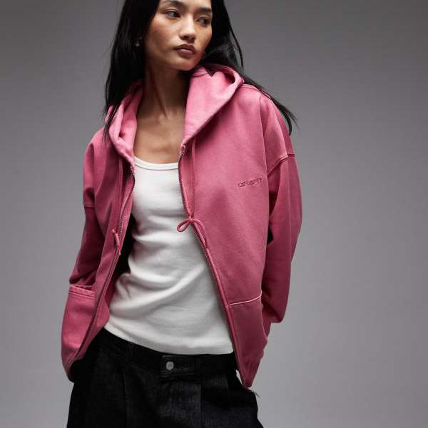 鉄道車両ハート形 Carhartt WIP Carhartt Carhartt WIP ジップスルー ベントン フーディー（サクラ色） トップス レディース お上さん インポートブランド 小っちゃい大いさから馬鹿でかい大いさまで