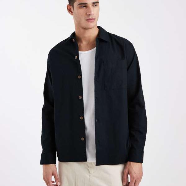 ジャックアンドジョーンズ Jack & Jones ジャック＆ジョーンズのリネンオーバーシャ??ツ（ブラック） トップス メンズ 男性 インポートブランド 小さいサイズから大きいサイズまで