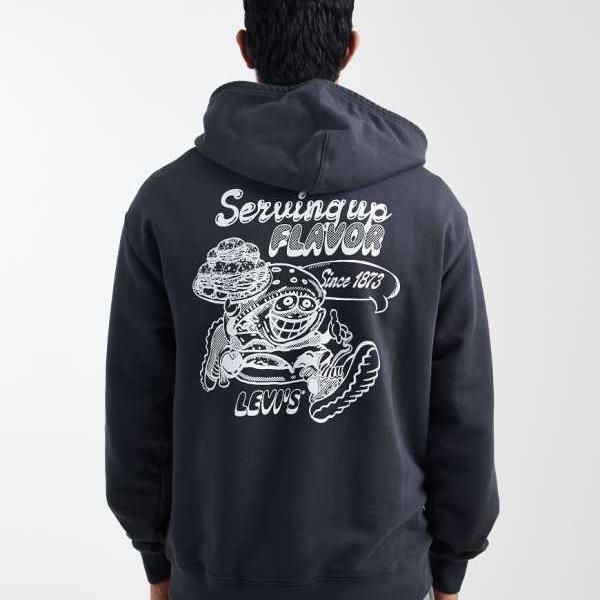 リーバイス  Levi リーバイスのバックグラフィックリラックスパーカー（ブラック） トップス メンズ 男性 インポートブランド 小さいサイズから大きいサイズまで