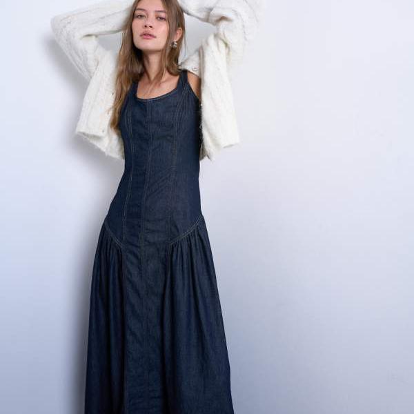 トップショップ Topshop TOPSHOP トップショップのデニムシームディテールマキシドレス（ブルー） ワンピース レディース 女性 インポートブランド 小さいサイズから大きいサイズまで