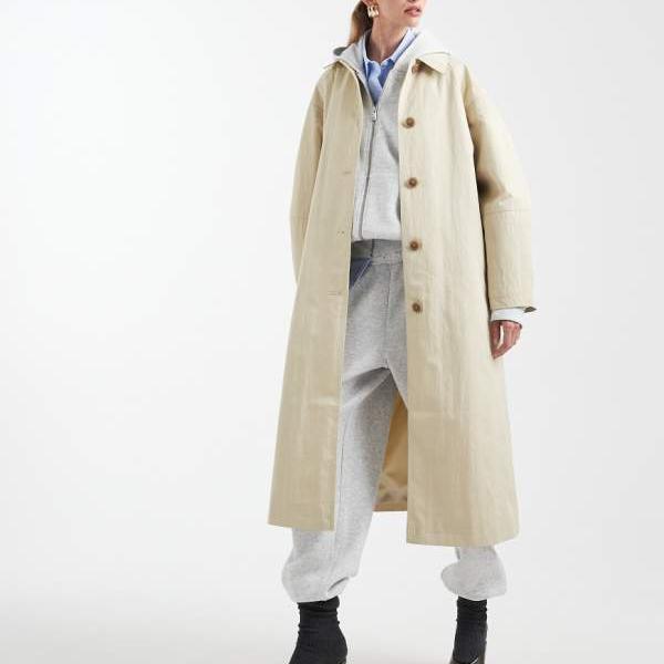 エイソス ASOS asos ASOS DESIGN プリーツディテール ロングライン トレンチコート（ストーン） アウター レディース 女性 インポートブランド 小さいサイズから大きいサイズまで 26,033円