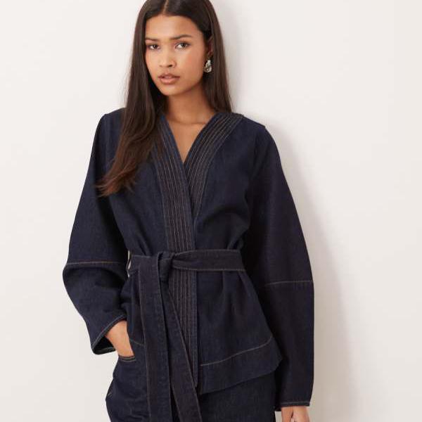AWARE ベルト付きラップフロントトップコーデ（インディゴブルー） トップス レディース 女性 インポートブランド 小さいサイズから大きいサイズまで