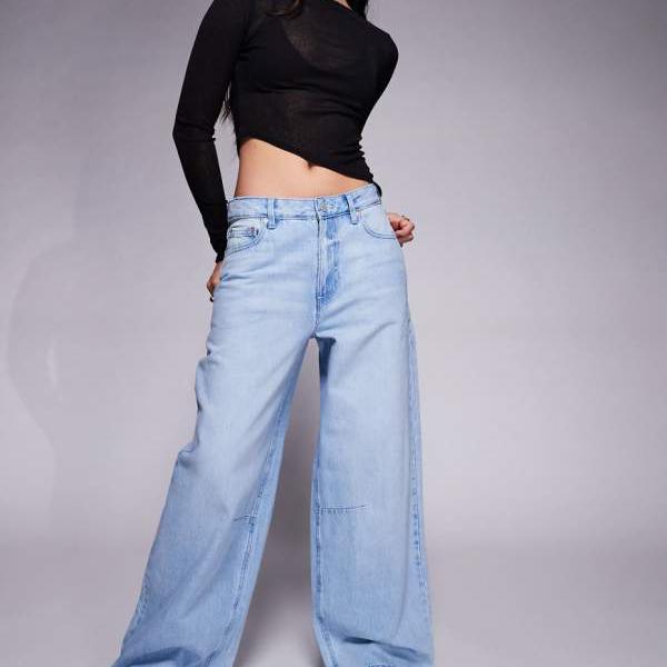 リバーアイランド River Island RIVER ISLAND リバーアイランドのライトデニムのバギーワイドレッグジーンズ ボトム パンツ レディース 女性 インポートブランド 小さいサイズから大きいサイズまで