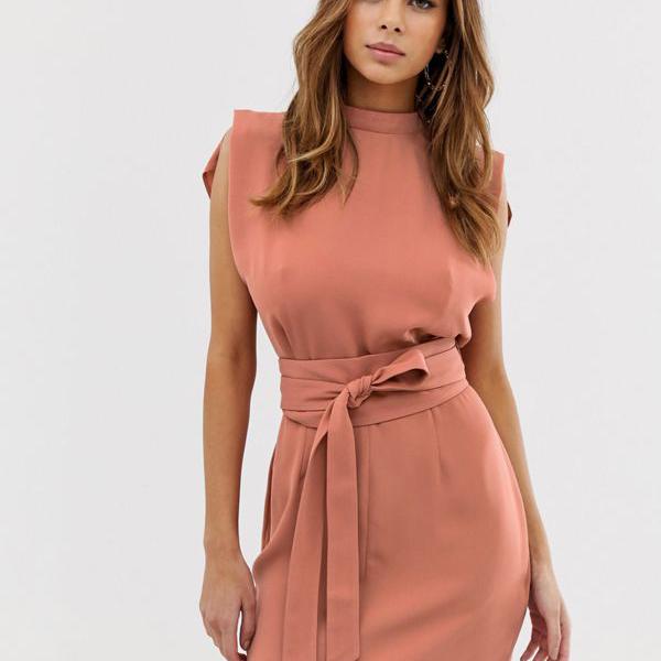 売れ筋 楽天市場 エイソス Asos Asos Asos Designスプリットスリーブミニドレス テラコッタの帯ベルト付き ワンピース レディース 女性 インポートブランド 小さいサイズから大きいサイズまで セレクトショップ Diva Closet 再再販 Advance Com Ec