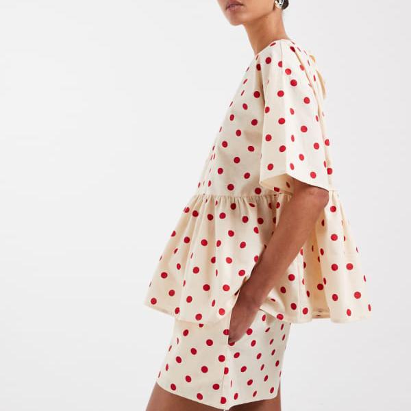 エイソス ASOS asos ASOS DESIGN ドット柄タイウエストポケット付きショートパンツ パンツ ボトム レディース 女性 インポートブランド 小さいサイズから大きいサイズまで