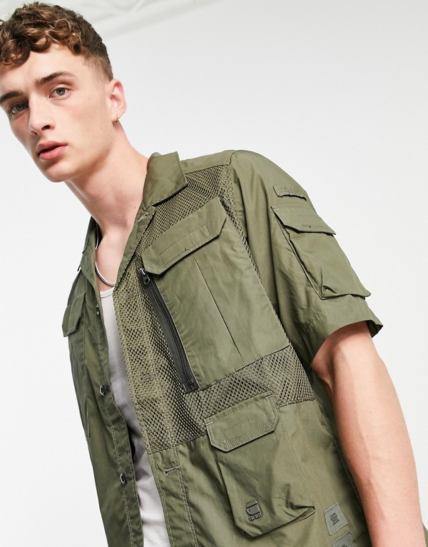 ジースター G Star カーキ色のg Starユーティリティポプリンクロップドシャツ トップス メンズ 男性 インポートブランド 小さいサイズから大きいサイズまで Rvcconst Com