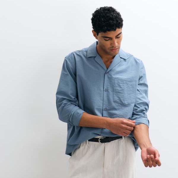 エイソス ASOS asos ASOS DESIGNのリラックス感のあるリビアーフローリングシャツ（ブルー） トップス メンズ 男性 インポートブランド 小さいサイズから大きいサイズまで｜セレクトショップ　Diva　Closet